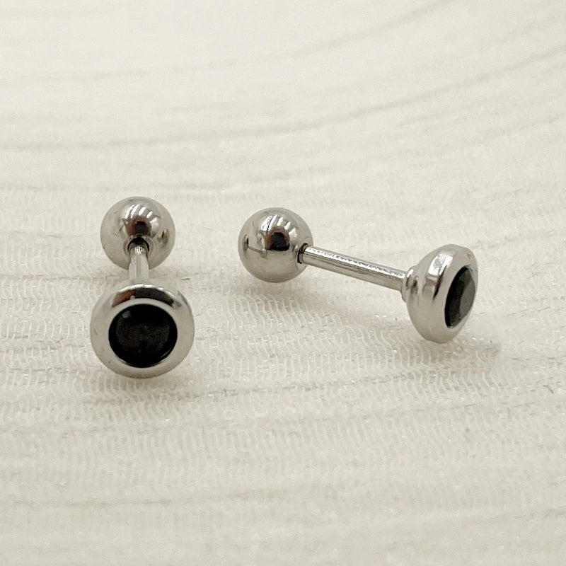 1 Pair Minimalist Geometric Inlay Stainless Steel Zircon Ear Studs