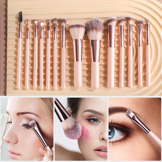 Travel Makeup Brush Set with LED Light Mirror