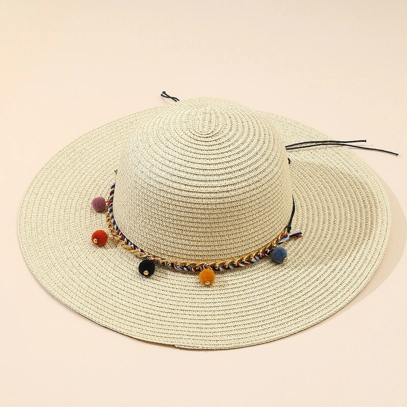 6 Pieces Women's Bohemian Solid Color Big Eaves Sun Hat