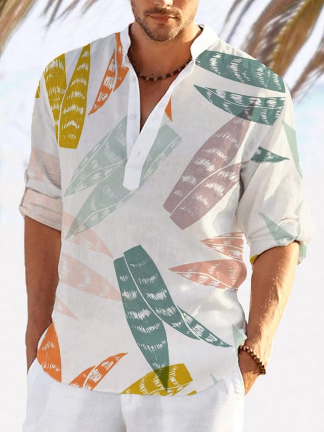 Men's Art Hawaiian Design Button Down Casual Shirt