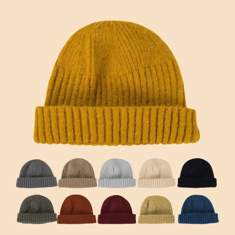 Unisex Minimalist Stripe Solid Color Crimping Wool Cap
