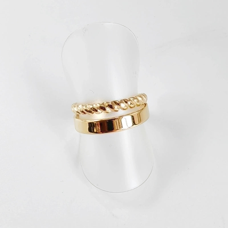 Titanium Steel 14K Gold Plated Casual Minimalist Plating Hollow Out Leaves Solid Color Open Rings