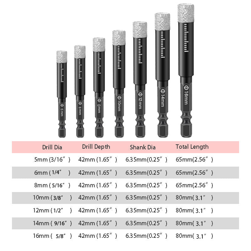 🔥50% OFF🔥Hex Shank Drill Bits for Marble/Tile/Stone [Full Set]🛠️