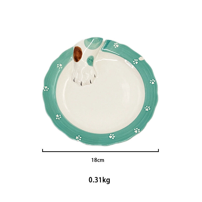 Cute Round Square Cat Claws Porcelain Plate 1 Piece