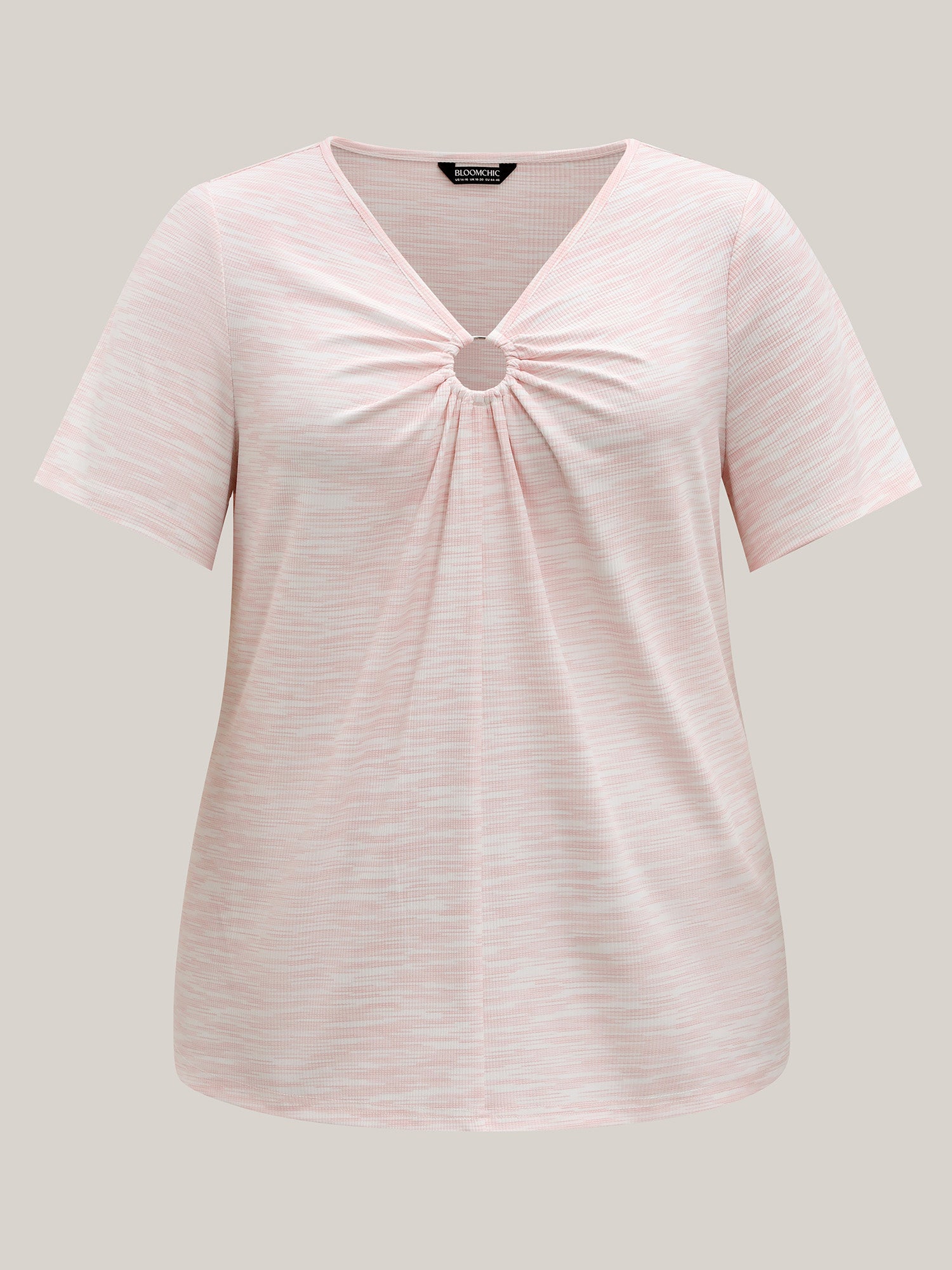 Heather Neck Keyhole Solid T-Shirt