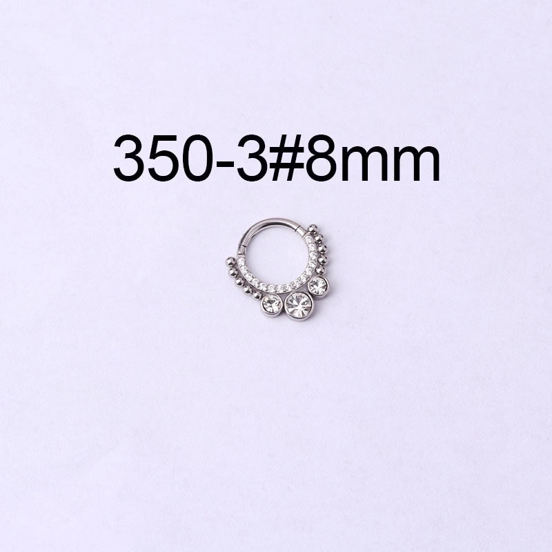 316 Stainless Steel  Fashion Inlaid Zircon Geometric Nose Ring