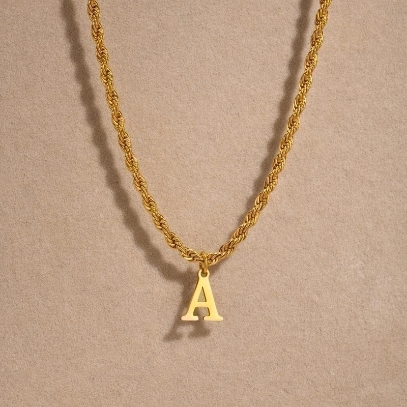 Minimalist Letter Stainless Steel Gold Plated Pendant Necklace