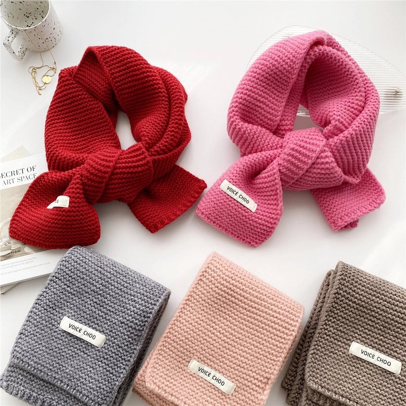 New Solid Color Scarf Women's Winter Warm  Knitted Long Thickened  Student Wool Scarf