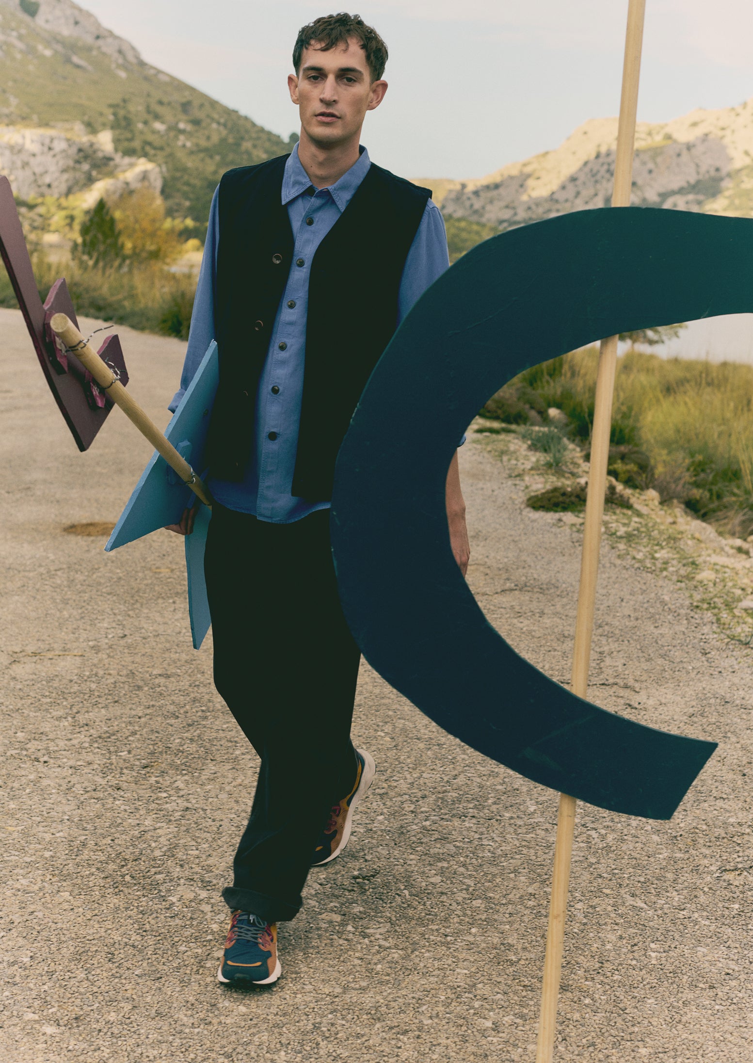 Garment Dyed Cotton Canvas Gilet | Blue Navy
