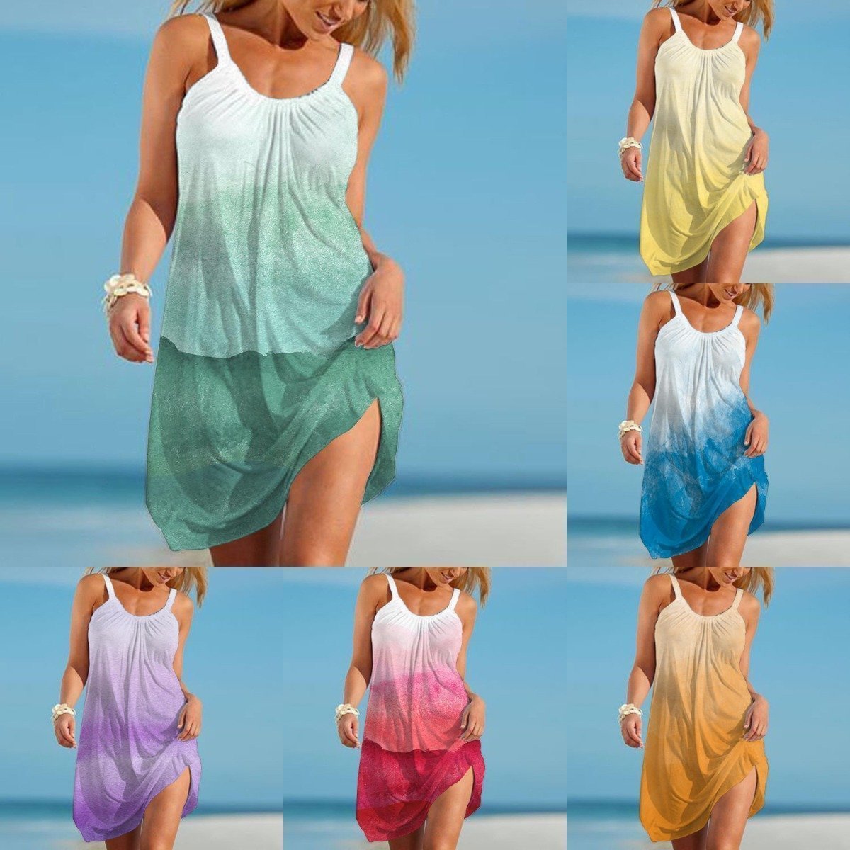 Vestido de playa casual de color tinta para mujer