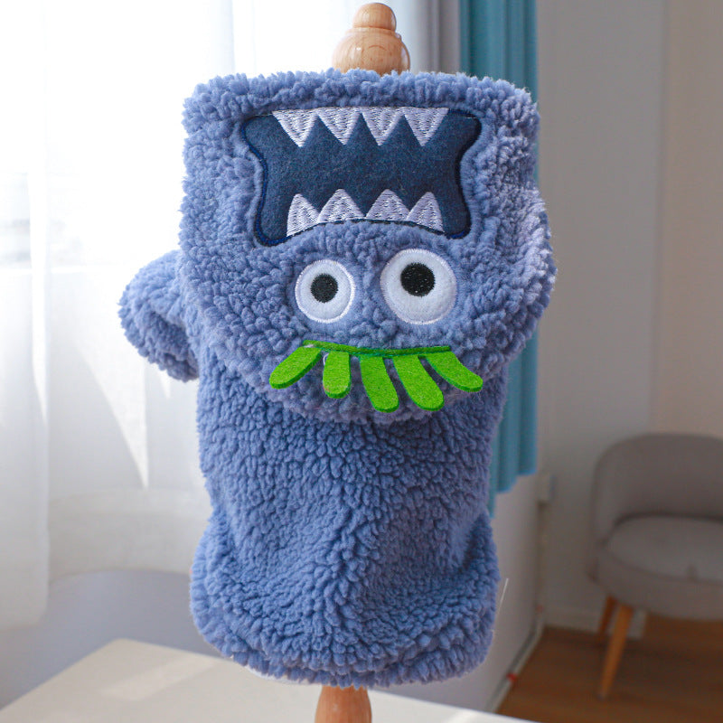 Fleece Funny Pattern Hooded Dog Hoodie