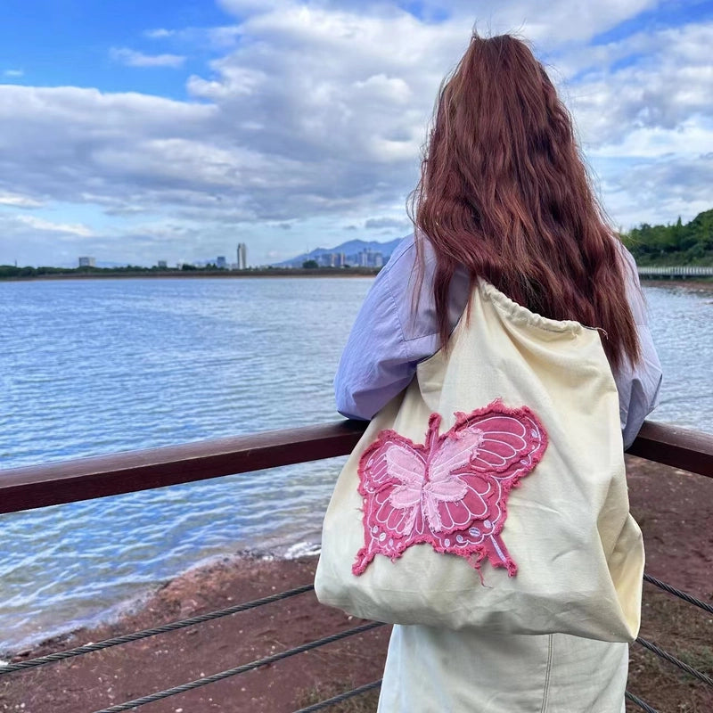 Women's Denim Butterfly Streetwear Square String Shoulder Bag