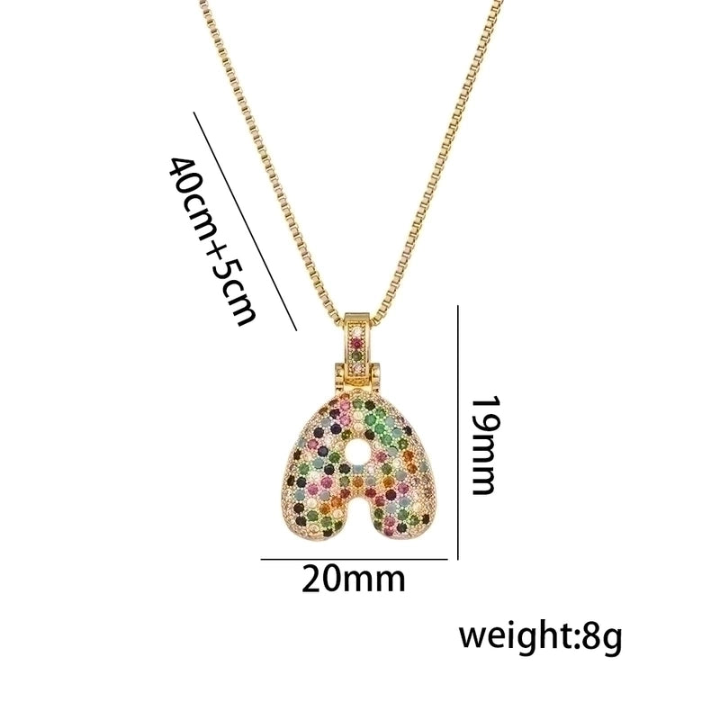 Titanium Steel 18K Gold Plated Minimalist Inlay Letter Zircon Pendant Necklace