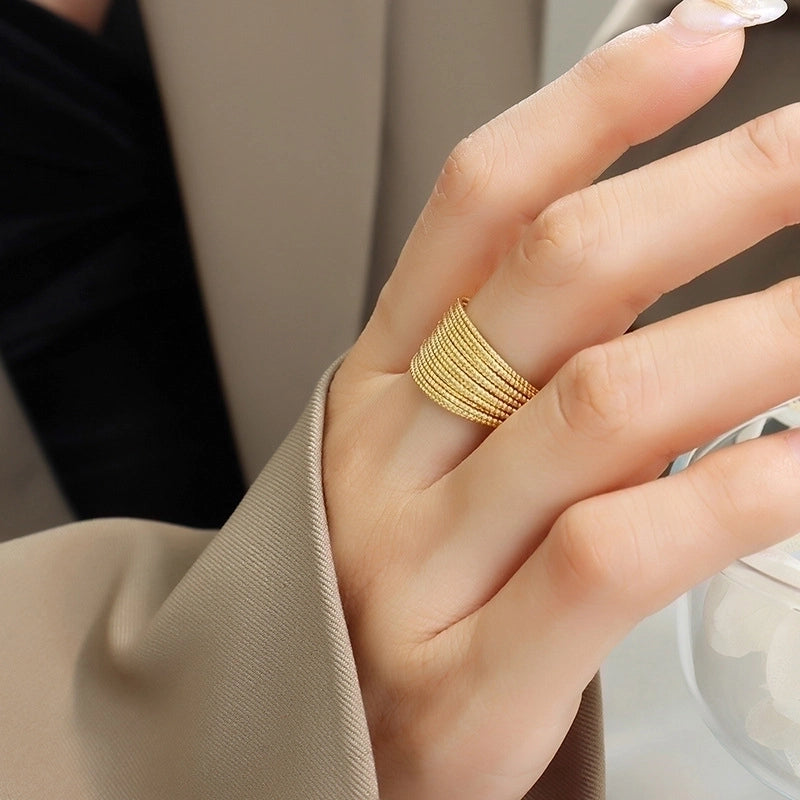 Ethnic Style Solid Color 304 Stainless Steel 18K Gold Plated Plating Rings