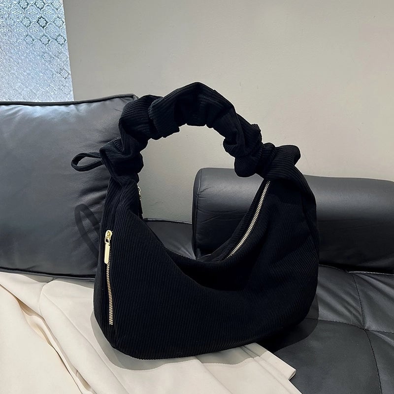 Women's Solid Color Streetwear Dumpling Shape Zipper Shoulder Bag Underarm Bag