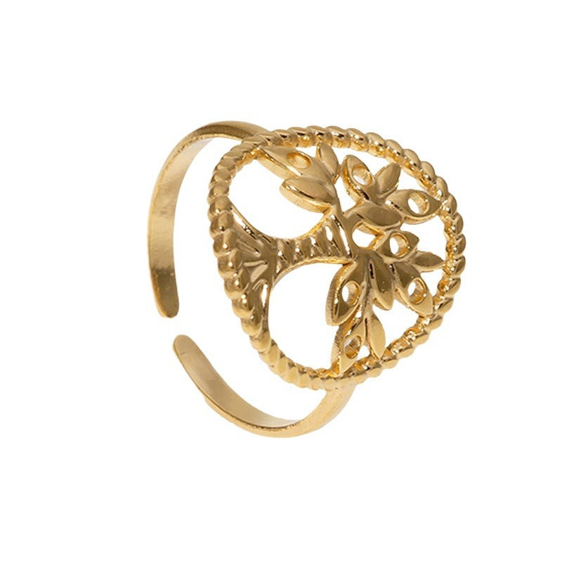 Open Ring Expressive Tree Stainless Steel Electroplating Rings