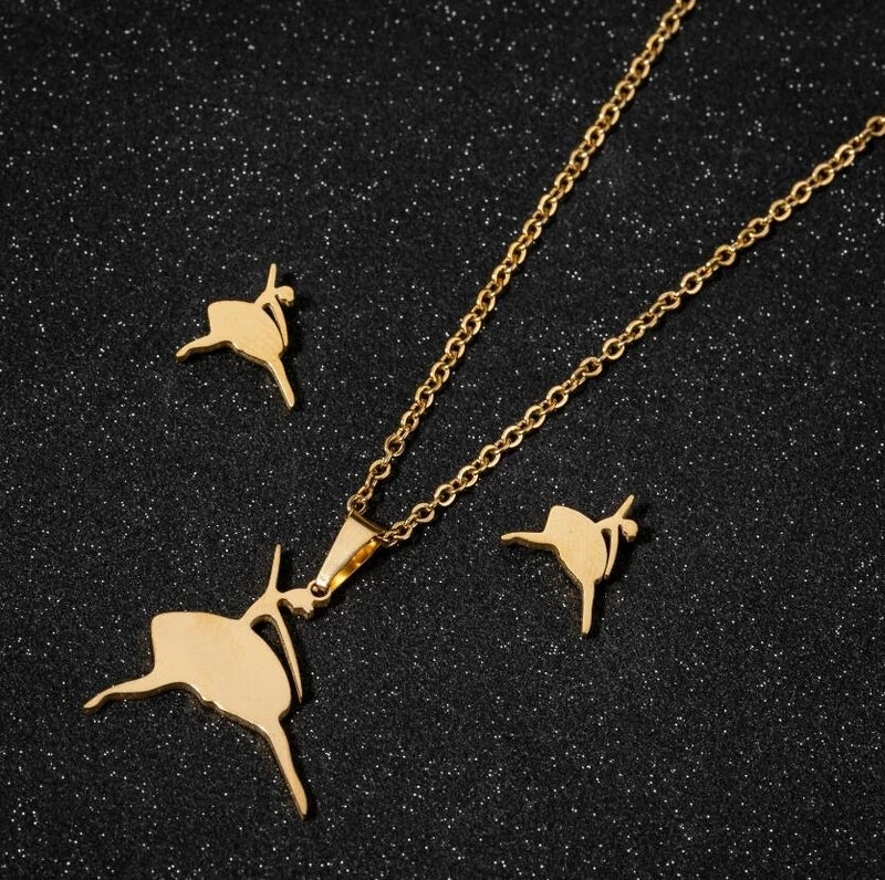 1 Set Fashion Star Moon Heart Shape Titanium Steel Plating Earrings Necklace
