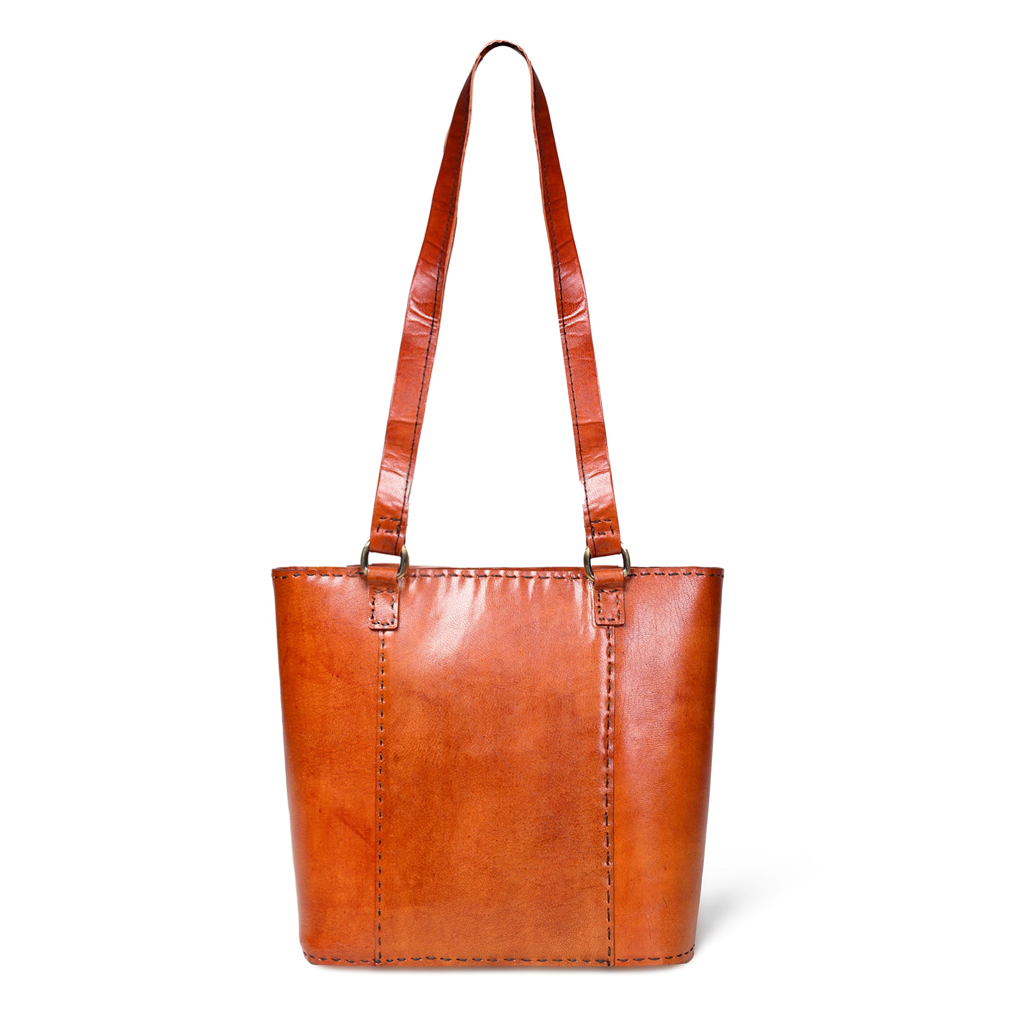 Solid Structure Tan Leather Mini Tote