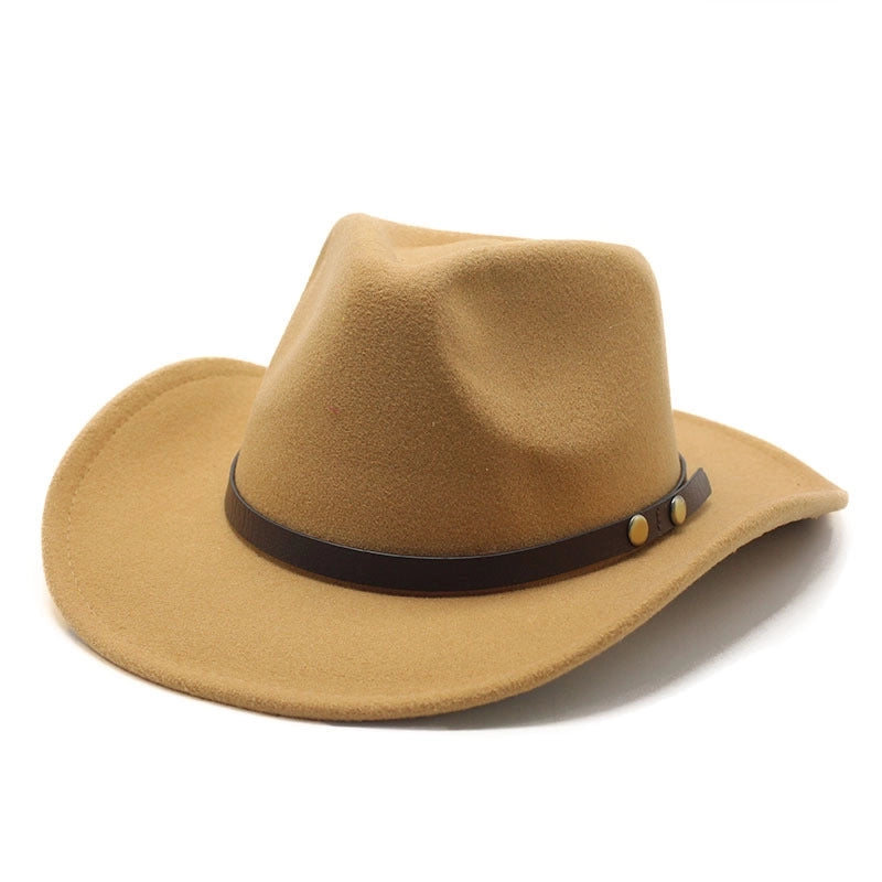 Autumn And Winter New Western Denim Wool Jazz Hat Fashion Concave Shape Men And Women Felt Jazz Hat