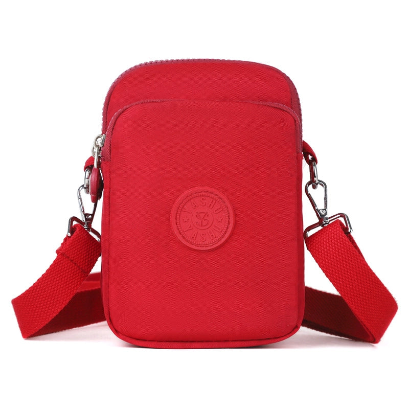 Women's Oxford Cloth Solid Color Streetwear Square Zipper Phone Wallets Crossbody Bag