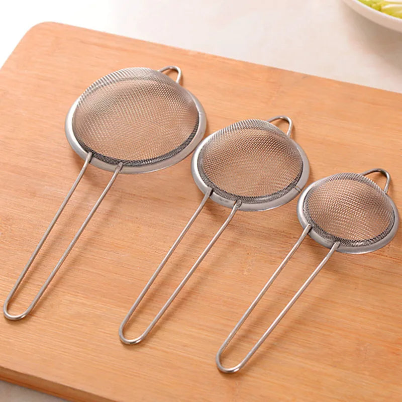 3-Piece Stainless Steel Fine Mesh Strainer Set.