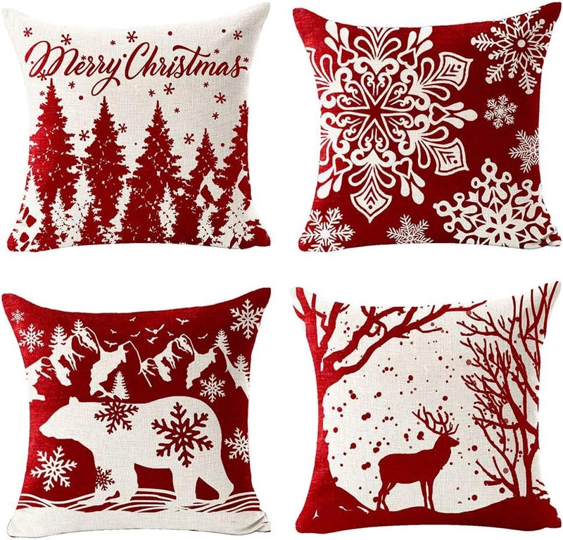 Christmas Casual Glam Christmas Tree Cotton And Linen Pillow Cases Couch & Sofa Decor