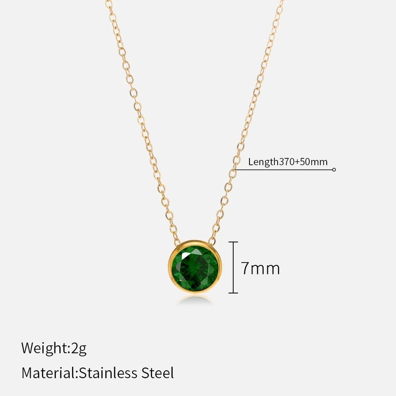 Minimalist Round 304 Stainless Steel Rhinestones Plating Stainless Steel Necklaces