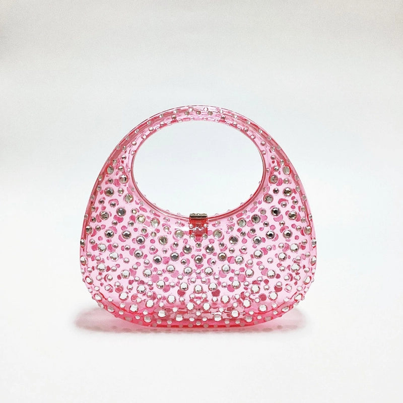 Women's Small Arylic Solid Color Elegant Round Lock Clasp Underarm Bag