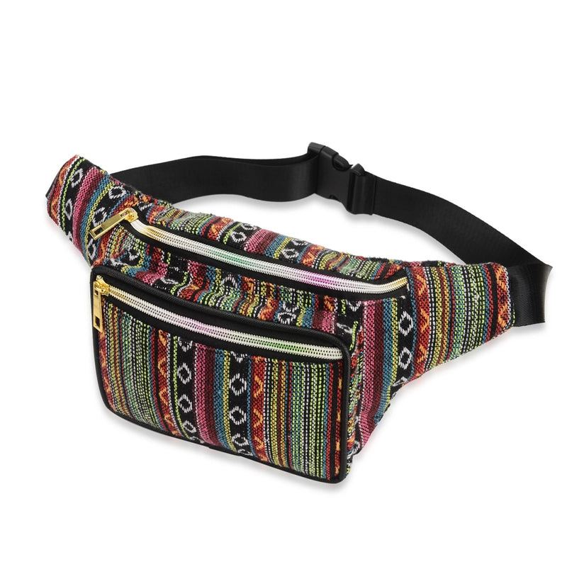 Women's Ethnic Style Color Block Polyester Waist Bags