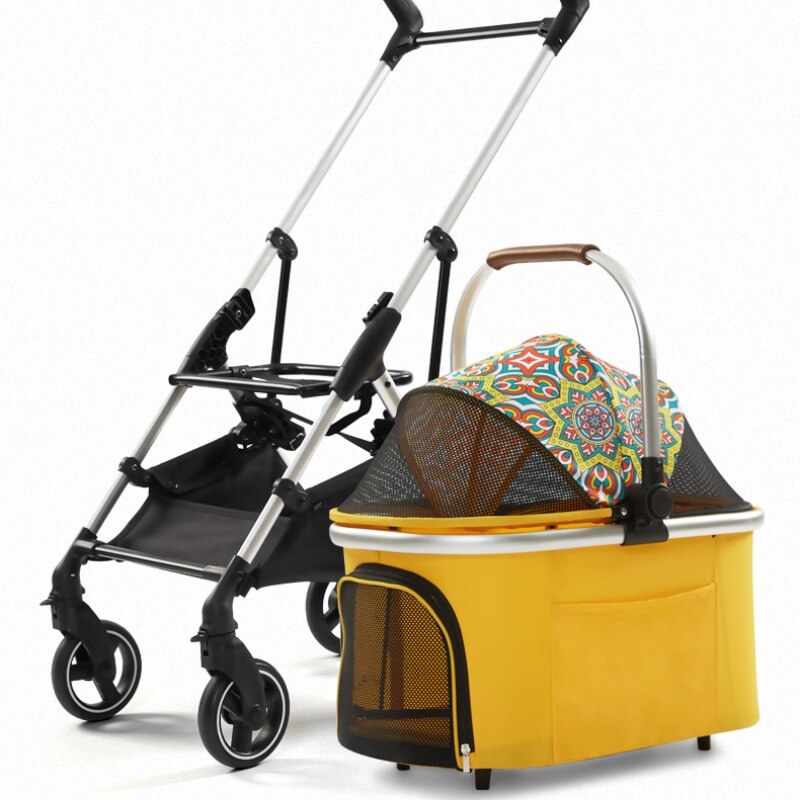 Multifunctional 2-in-1 Aluminum Alloy Pet Stroller - Ultra-Light & Detachable for Puppies