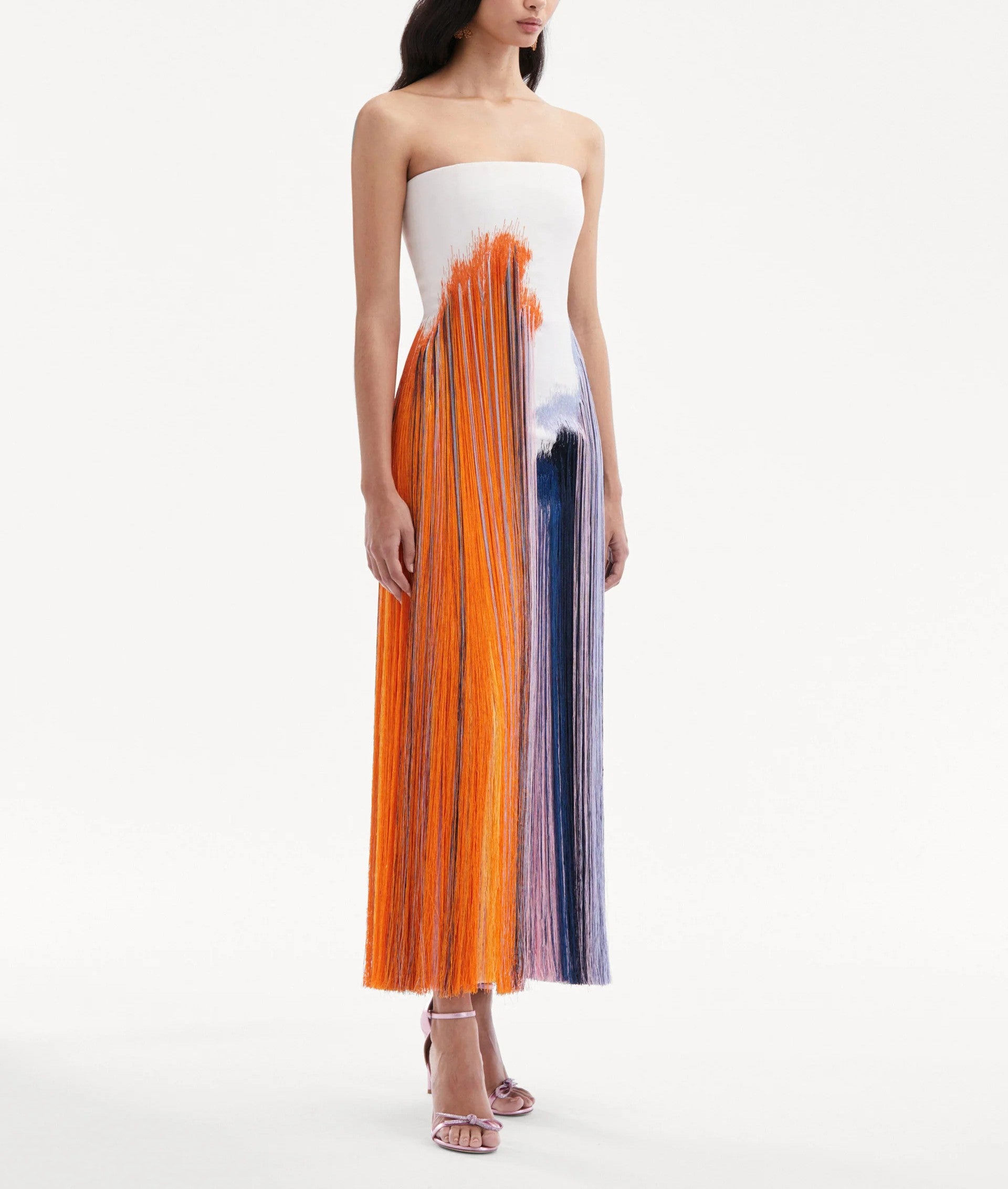 Elegant Strapless Fringe Cocktail Dress