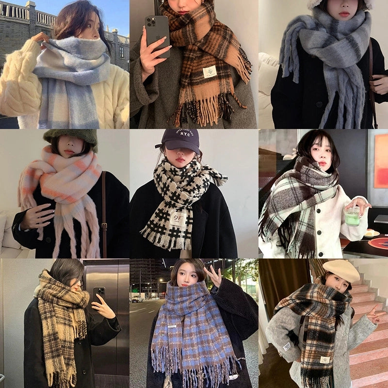 Women's Lady Minimalist Lattice Imitation Cashmere Scarf