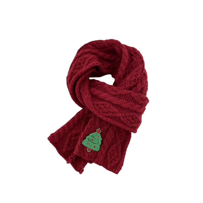Women's Cute Sweet Christmas Tree Yarn Scarf