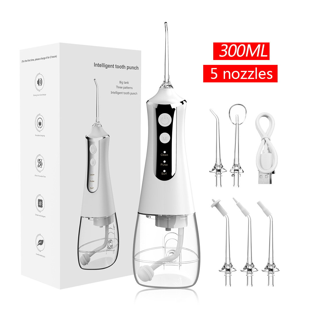 Teeth Cleaning with 3 Modes 4 Jet Tips IPX6 Waterproof Teethfloss for Home Travel .300ML Water Tank Water Flosser