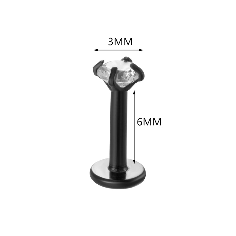 1 Piece Ear Cartilage Rings & Studs Minimalist Round 316L Stainless Steel  Plating Inlay Zircon