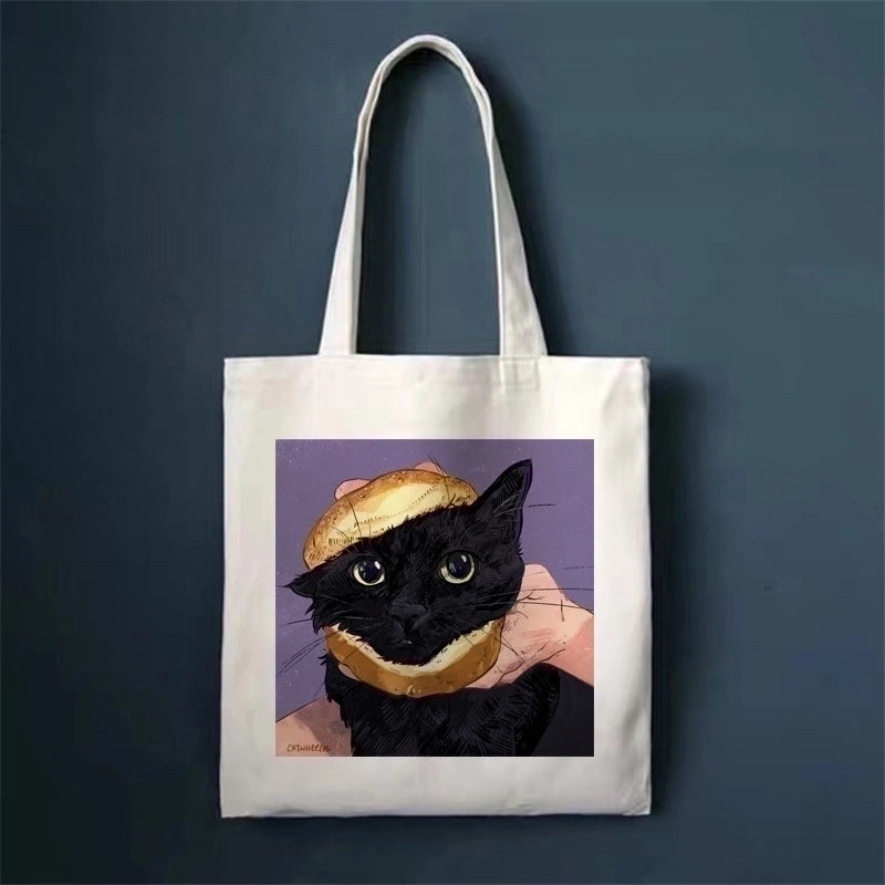 Women's Minimalist Cat Shopping Bags