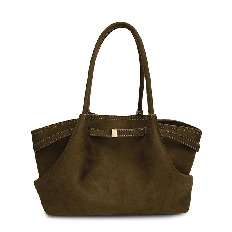 Women's Matte Leather Solid Color Vintage Style Classic Style Square Magnetic Buckle Shoulder Bag Underarm Bag