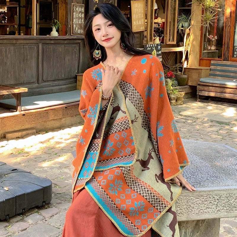 Unisex Ethnic Style Geometric Imitation Cashmere Shawl