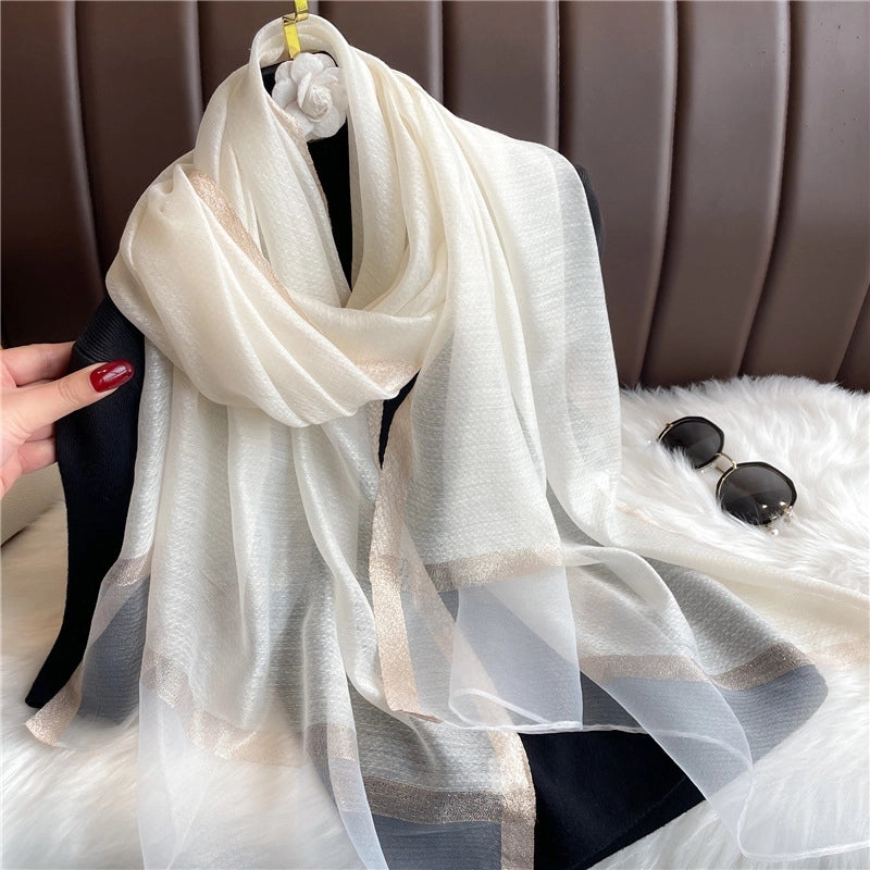 Women's Elegant Solid Color Polyester Scarf