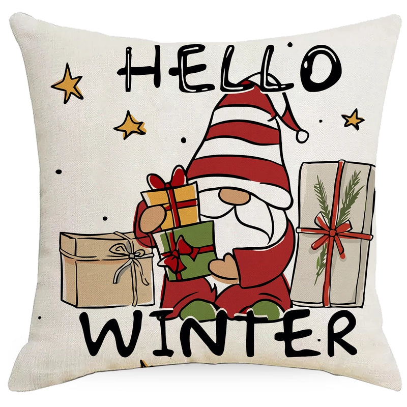 Fashion Christmas Tree Christmas Socks Letter Linen Pillow Cases