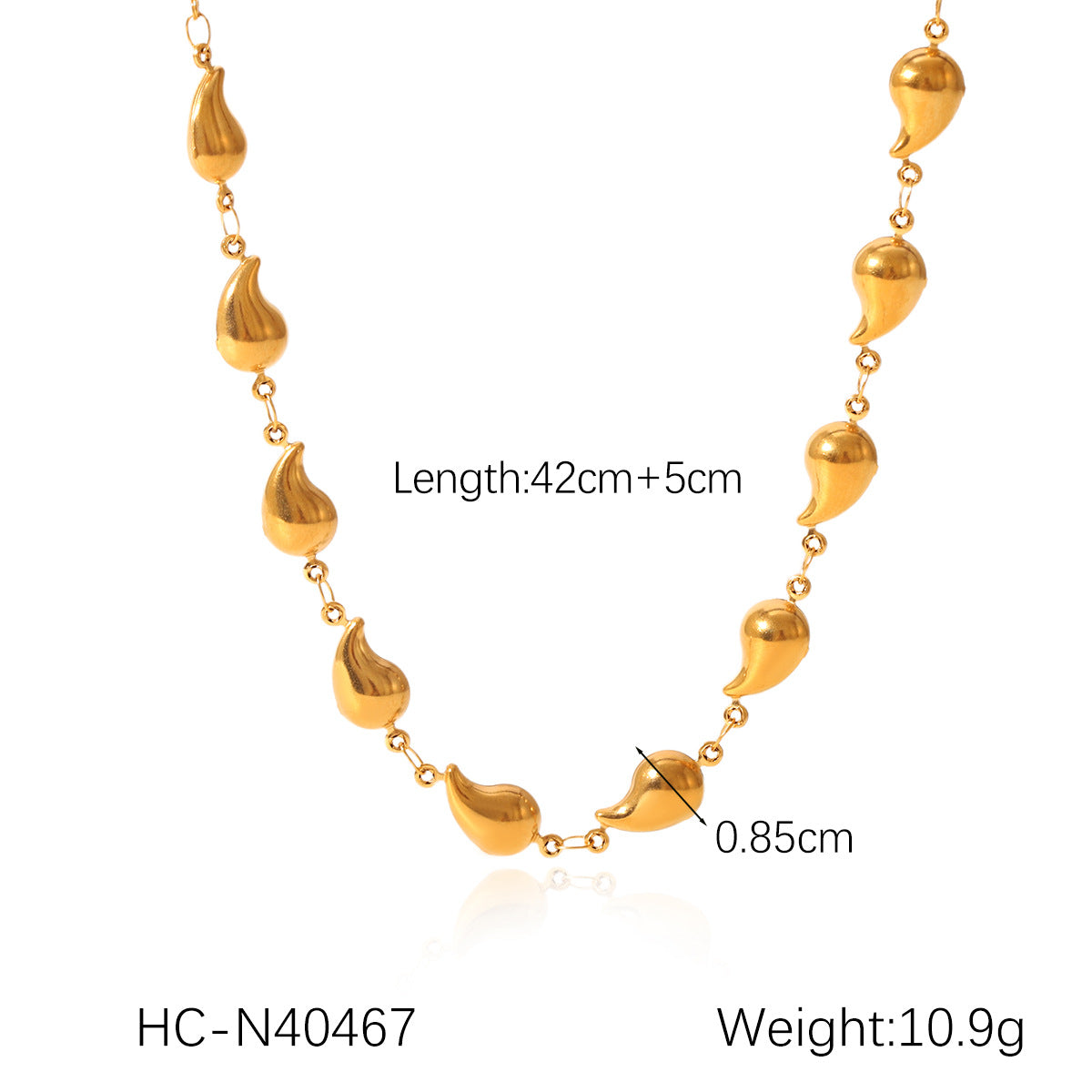 18K Gold Stainless Steel Necklace Water Drop Shell Butterfly Chain Titanium Steel Necklace Ins Style Clavicle Chain