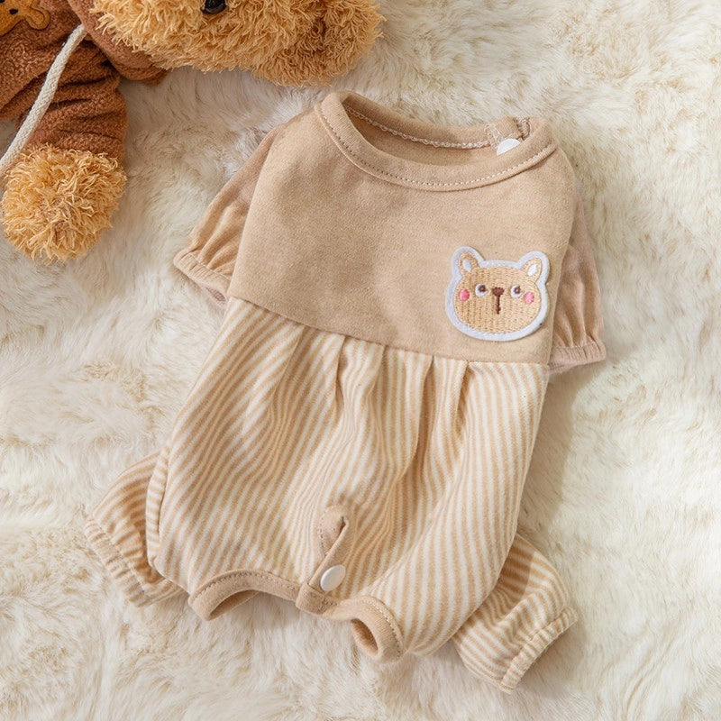 Spring Summer Dog Clothes Cute Bear Striped Four-legged Home Outfit Cat Pet Air Conditioning Clothes
