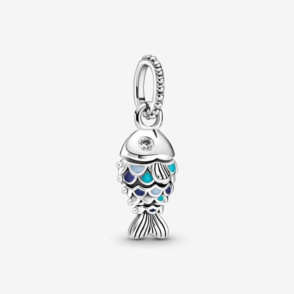 Blue Scaled Fish Dangle Pandora Charm