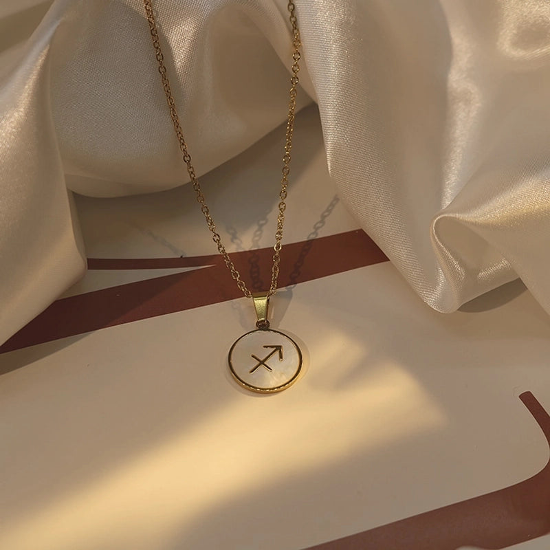 Stainless Steel 18K Gold Plated Basic Plating Constellation Shell Pendant Necklace