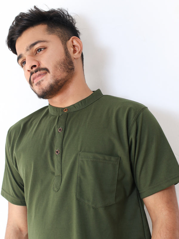 MTS08 SN Men's Half Button T-Shirt Green