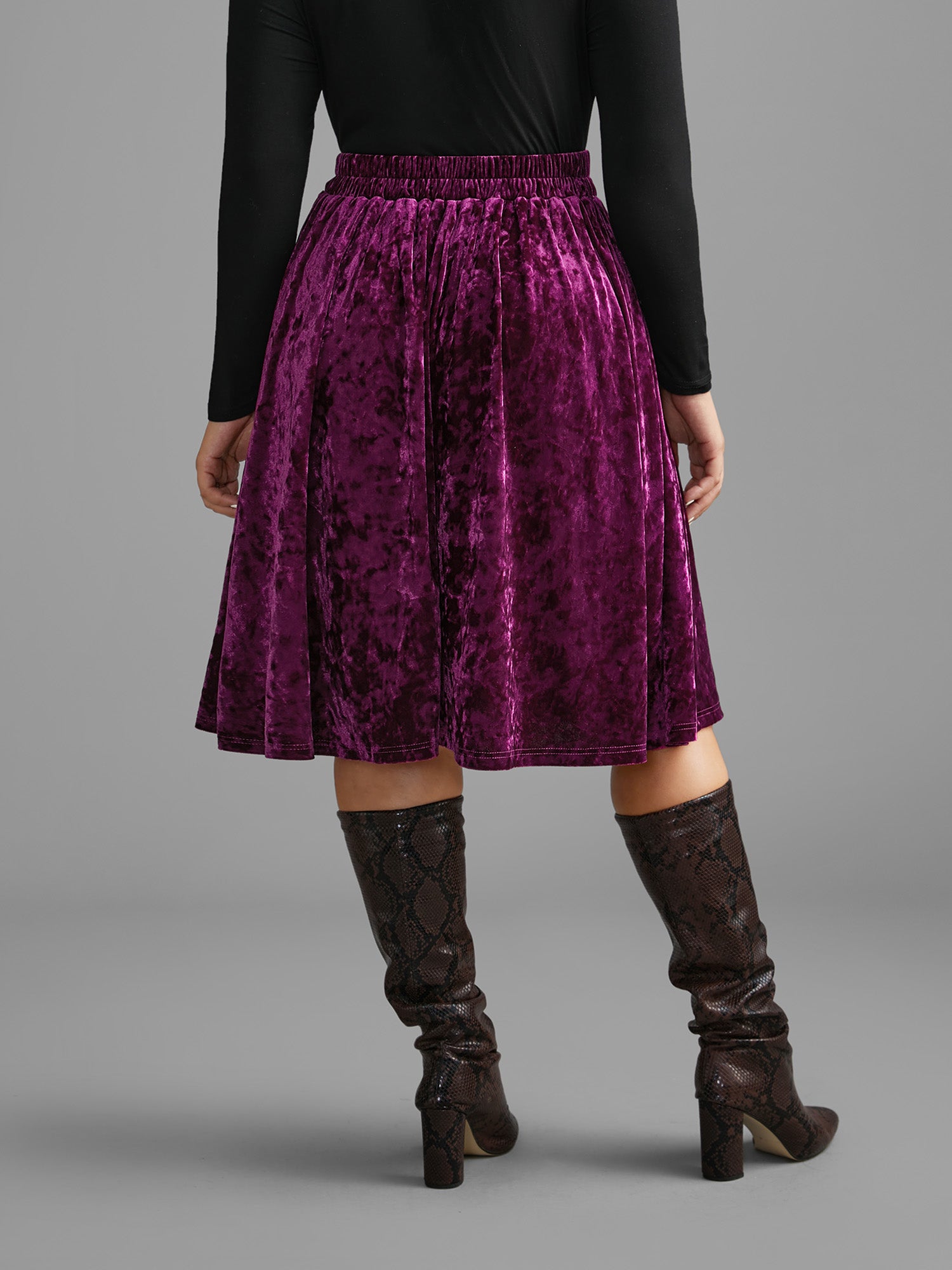 Velvet Elastic Waist Skirt