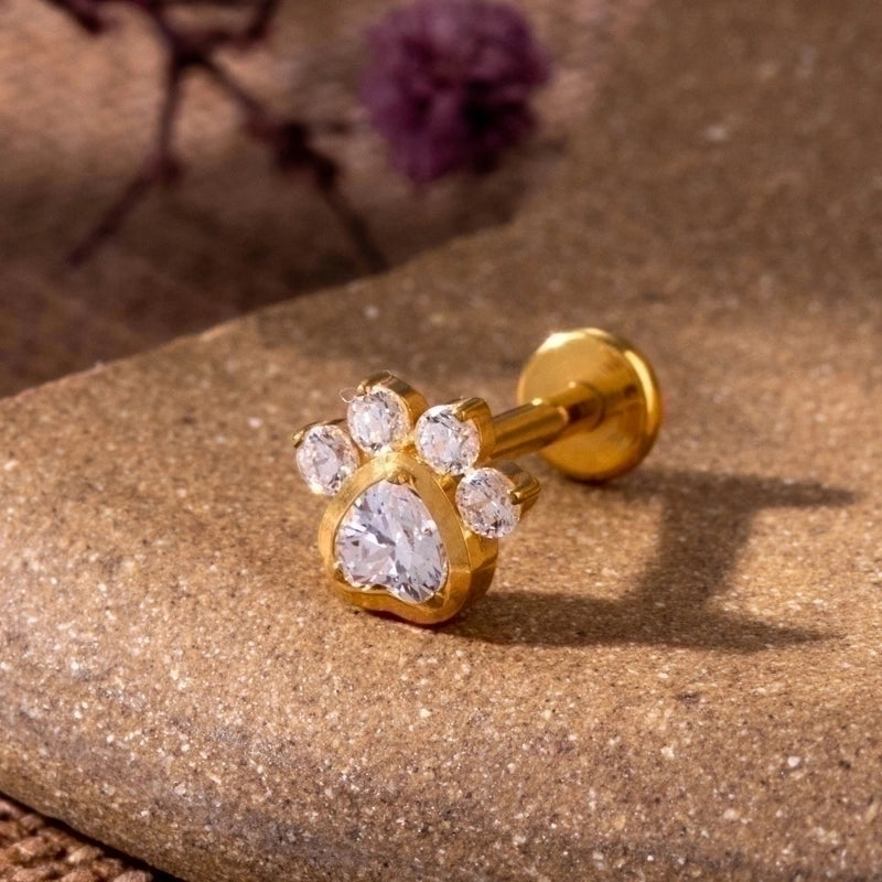 1 Piece Ear Cartilage Rings & Studs IG Style Vintage Style Geometric Flower Bow Knot Pure Titanium Plating Inlay Zircon