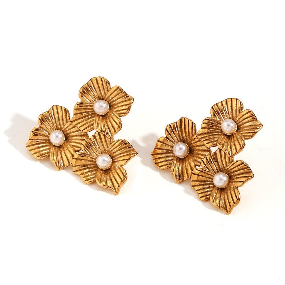 Retro Vintage Fashion Flower Stainless Steel Electroplating Rings