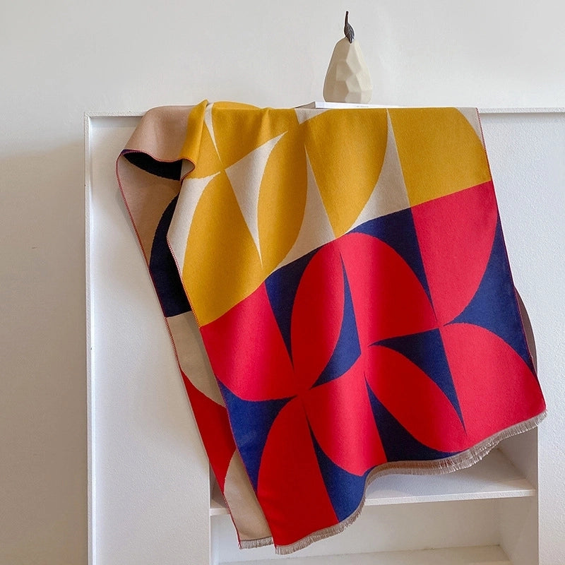 Women's Minimalist Color Block Imitation Cashmere Scarf