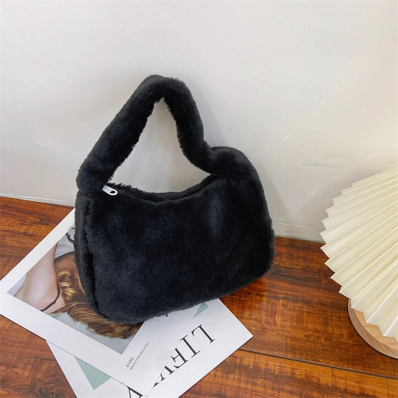 Women's Small Plush Leopard Vintage Style Classic Style Dumpling Shape Zipper Handbag